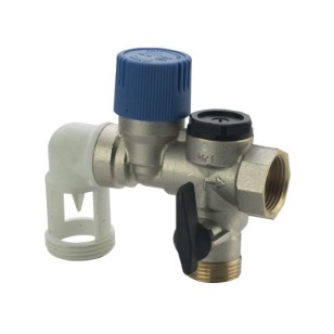 Angle safety group with check and ball valve for boiler