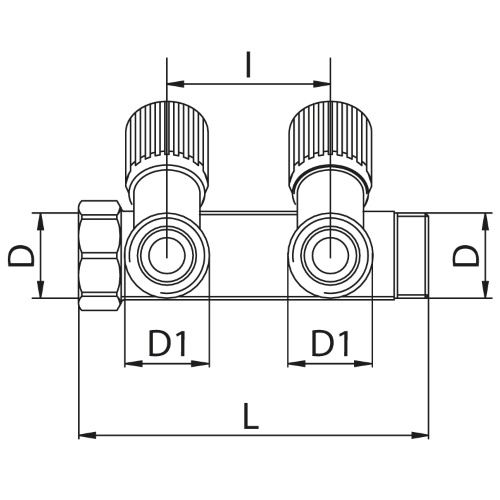 Scheda tecnica - Manifold with 2 male outlets and oblique valve