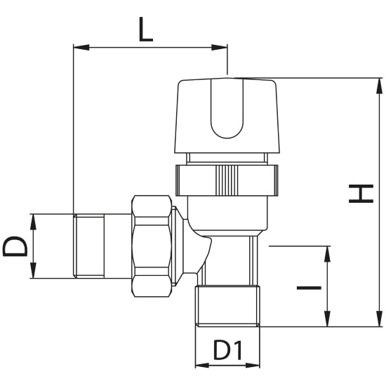 Scheda tecnica - Valvola ad angolo termostatica tubo rame con volantino