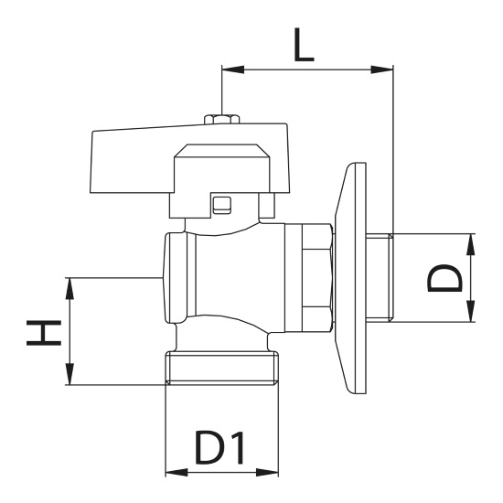 Scheda tecnica - Angle ball valve for washing-machine with rosette