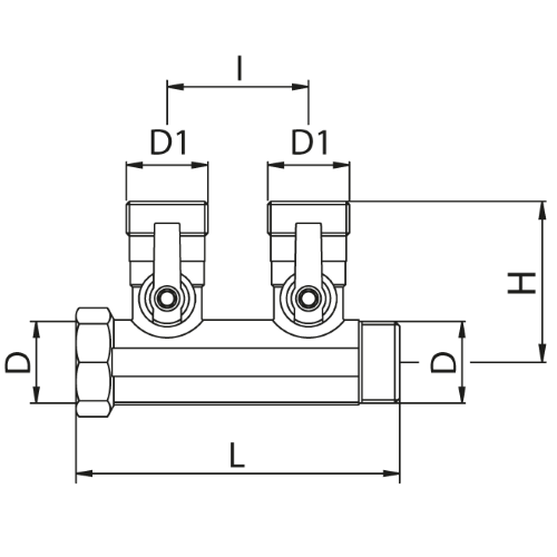 Scheda tecnica - 2 ways male manifold Euroconus with incorporated ball valve