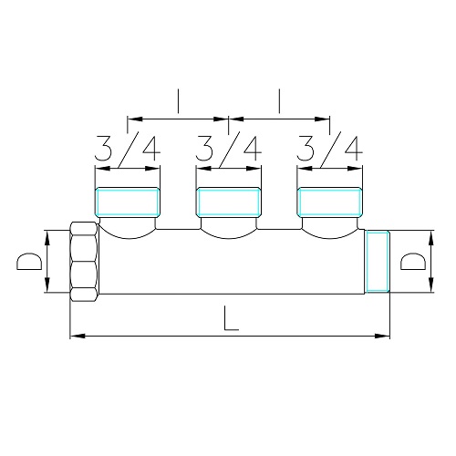 Scheda tecnica - Manifold with 3 male outlets Euroconus in DZR