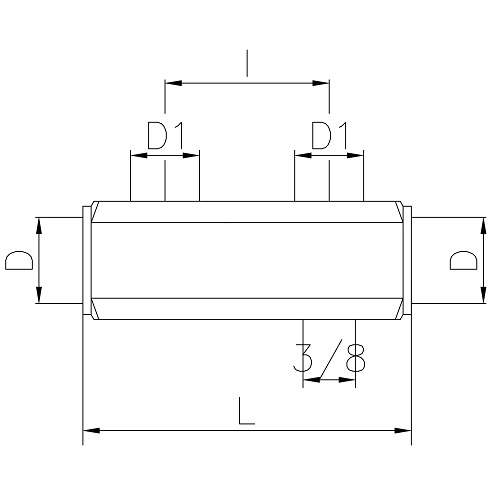 Scheda tecnica - Collettore da barra con attacchi femmina 1/2, interasse 50mm, con foro di scarico 3/8”