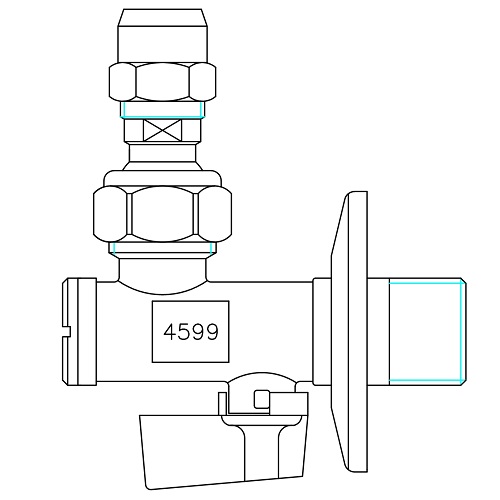 Scheda tecnica - Ball angle valve with filter, articulated joint and long nut