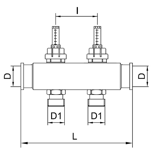 Scheda tecnica - Collettori FF in acciaio AISI 304L con uscite 3/4” M Eurocono e misuratori di portata