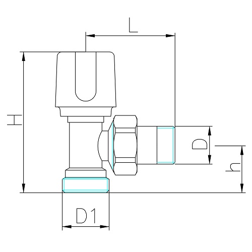 Scheda tecnica - Euroconus angle radiator valve for copper, multilayer and Pex pipe