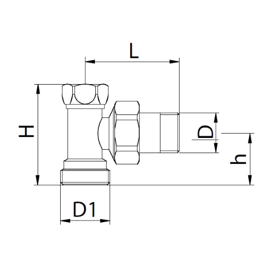 Scheda tecnica - Euroconus angle lockshield-valve light pattern brass cap for copper, multilayer and Pex tube