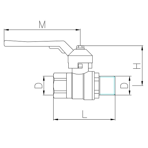 Scheda tecnica - Valvola a sfera passaggio totale MF PN 40, maniglia a leva in alluminio