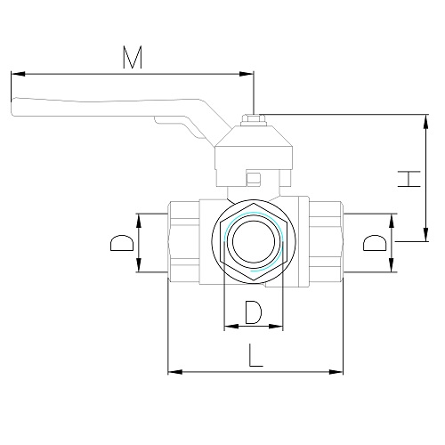 Scheda tecnica - Valvola a sfera femmina a tre vie PN40, manovra a L.