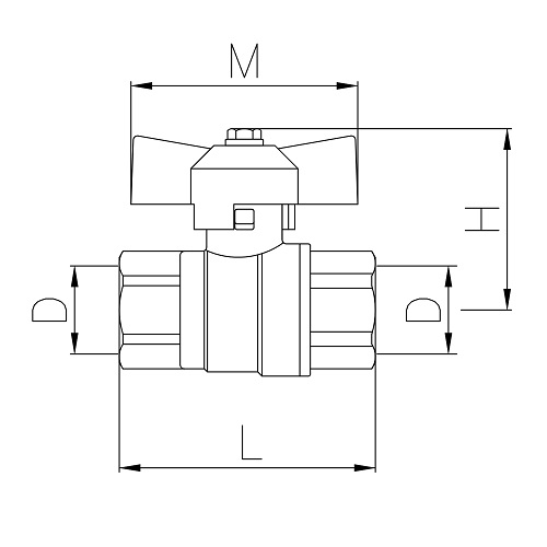 Scheda tecnica - FF DZR brass ball valve PN25, butterfly handle