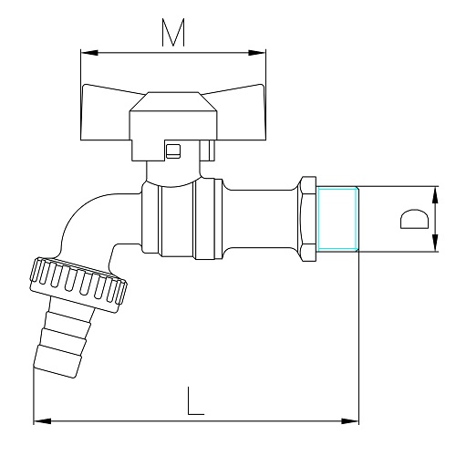 Scheda tecnica - Ball bibcock with hose connection, butterfly handle