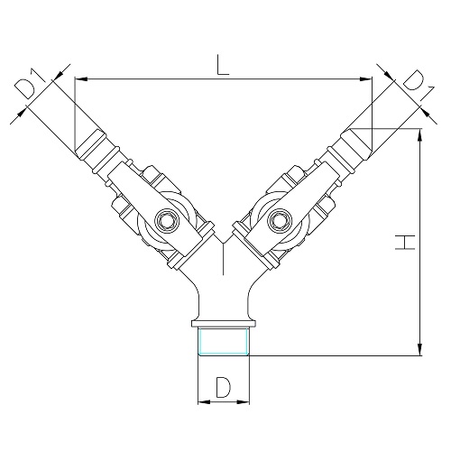 Scheda tecnica - Double liquid gas ball valve male connection with hose attachment