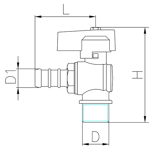 Scheda tecnica - Male connection angle gas ball valve with hose attachment