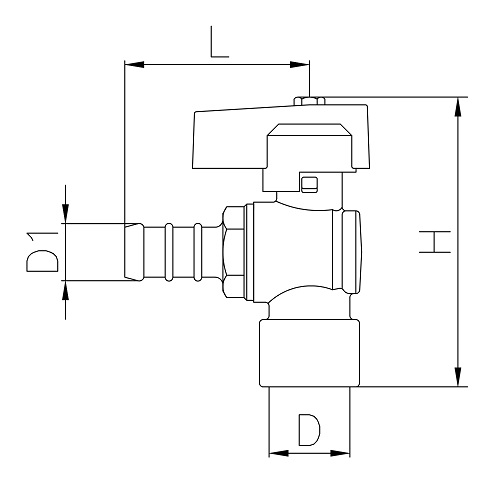 Scheda tecnica - Female connection angle gas ball valve with hose attachment