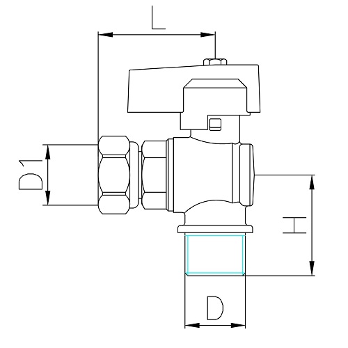 Scheda tecnica - Angle ball valve with male connection and female sliding nut