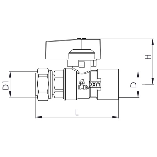Scheda tecnica - Ball valve with female connection and sliding nut