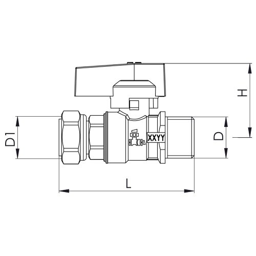 Scheda tecnica - Ball valve with male connection and female sliding nut