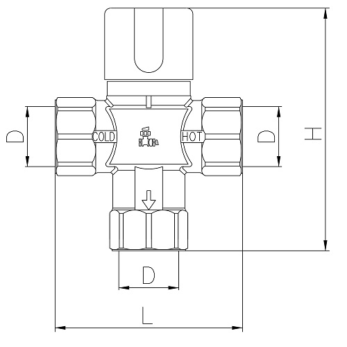 Scheda tecnica - 3 ways thermostatic mixing valve with NPT female connection