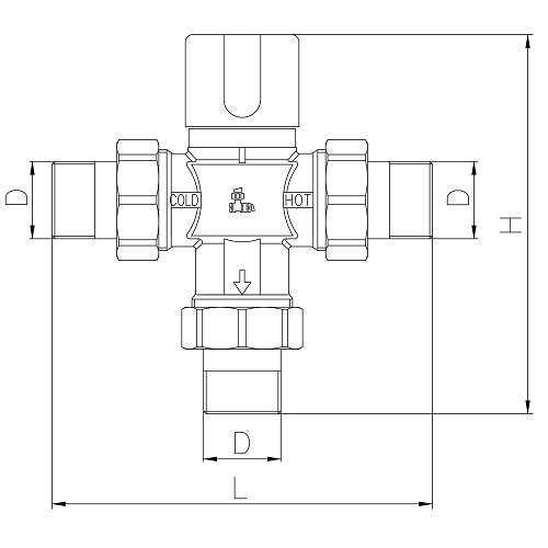 Scheda tecnica - 3 ways thermostatic mixing valve with NPT male connection