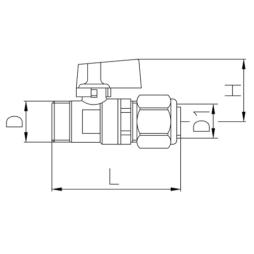 Scheda tecnica - Ball valve male connection for multilayer pipe, lever aluminium handle