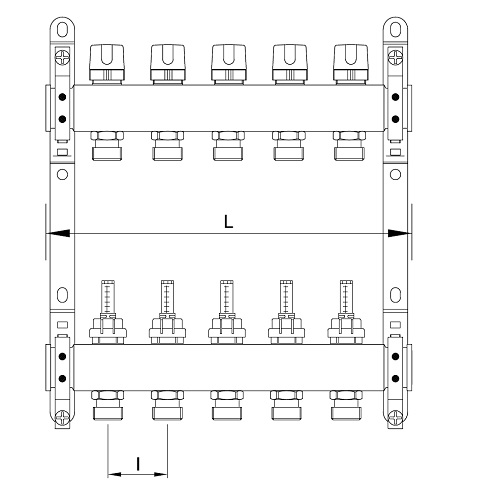 Scheda tecnica - FF stainless steel AISI 304L manifolds with 3/4” male Euroconus outlets, with thermostatic valves and flow meters