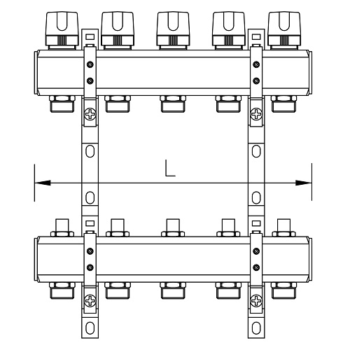Scheda tecnica - Collettori da barra FF con attacchi 3/4” M eurocono con vitone termostatico e detentori