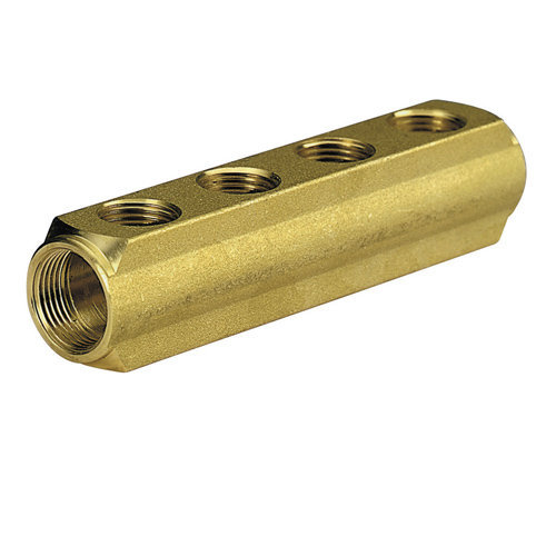 Brass bar manifold with 1/2 female outlets, interaxis 50mm %>