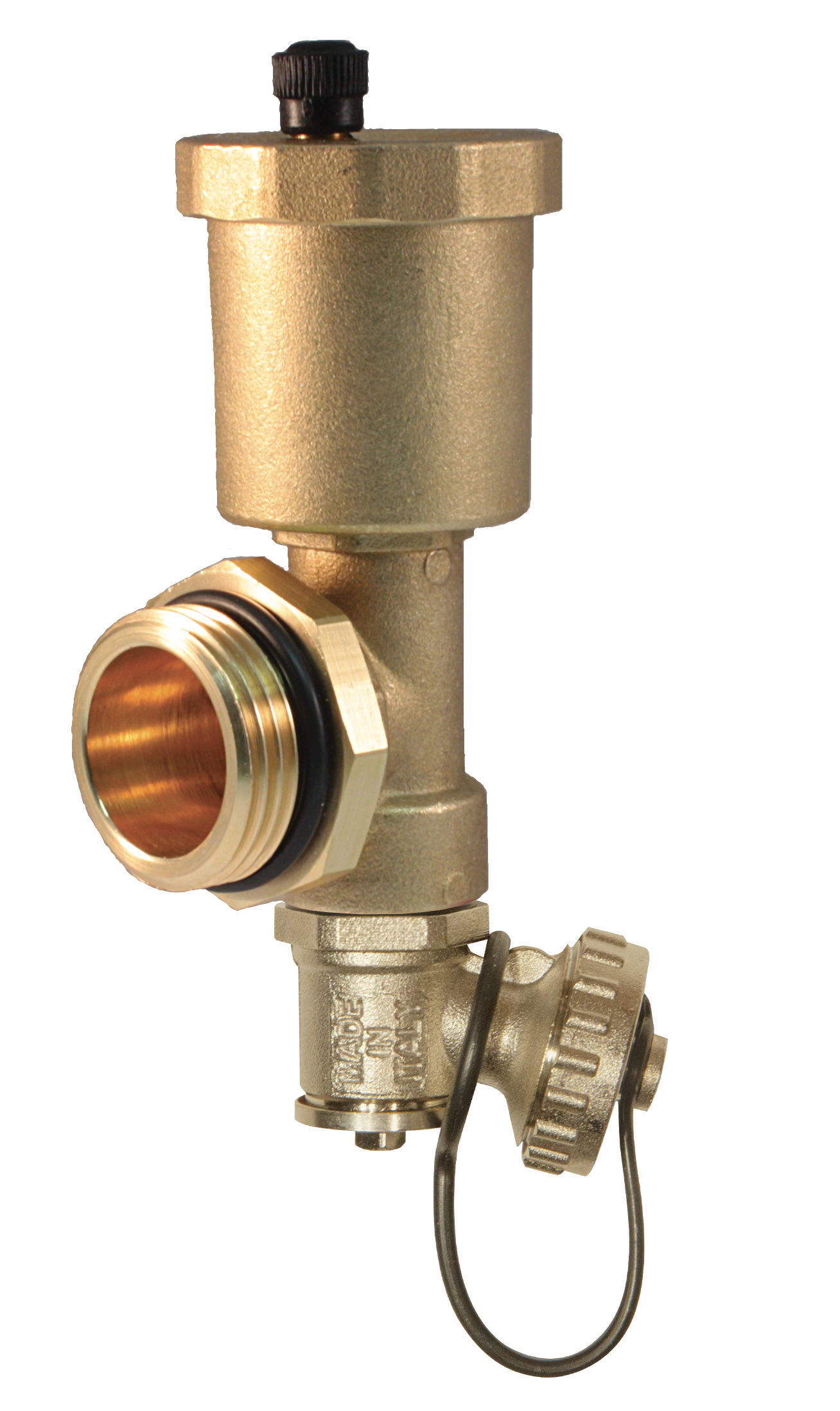 Terminal part with automatic discharge valve and drain valve %>