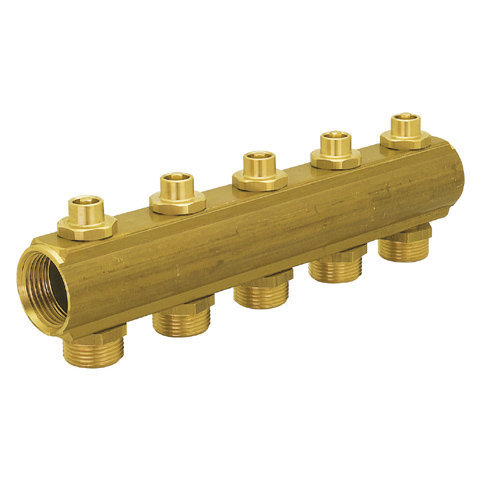Collettore FF con uscite 3/4” M Eurocono e detentori di regolazione