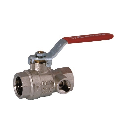 FF ball valve PN25 with drain and iron lever handle %>