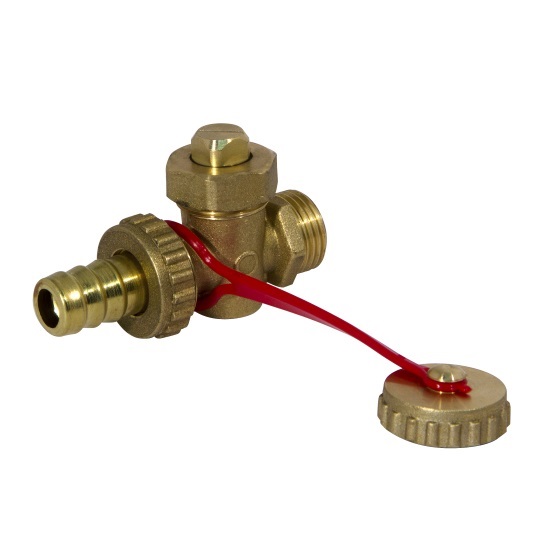 Drain cock for boiler with cap and hose connection %>