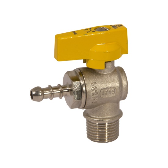 Male angle liquid gas ball valve with hose attachment %>