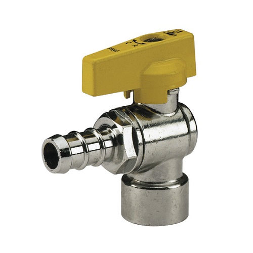 Female connection angle gas ball valve with hose attachment %>