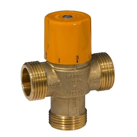 3 ways solar thermostatic mixing valve, male connection