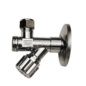 Screw angle valve with filter and nut