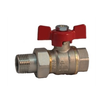 Pipe union MF ball valve PN 40 with butterfly handle