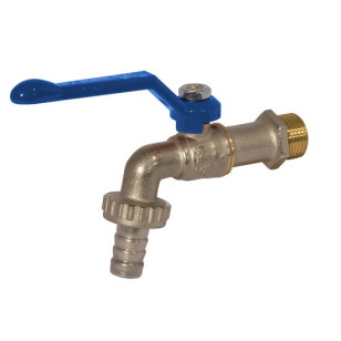 Ball bibcock with hose connection, aluminum lever handle