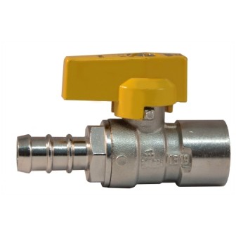 Female connection gas ball valve with hose attachment