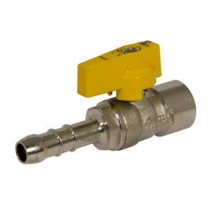 Female gas ball valve with hose attachment UNI 7141 standard