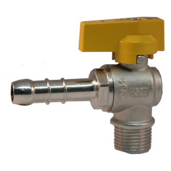 Male gas ball valve with hose attachment UNI 7141 standard