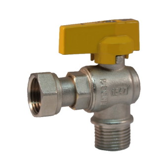 Angle ball valve with male connection and female sliding nut