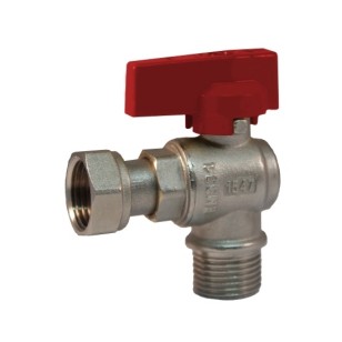 Angle ball valve with male connection and female sliding nut