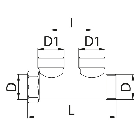 Scheda tecnica - DZR brass manifold with 2 male outlets Euroconus