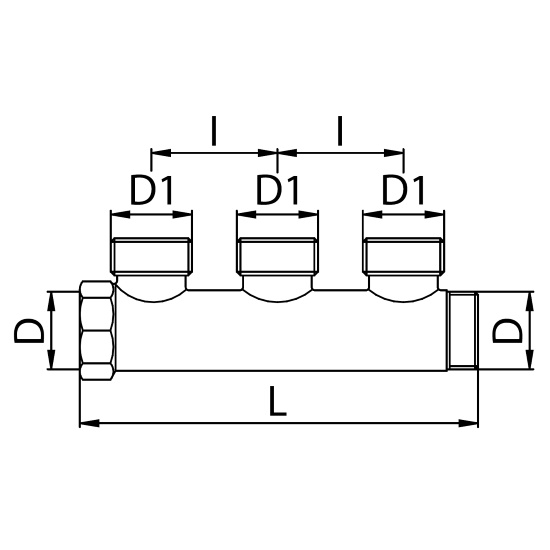 Scheda tecnica - DZR brass manifold with 3 male outlets Euroconus