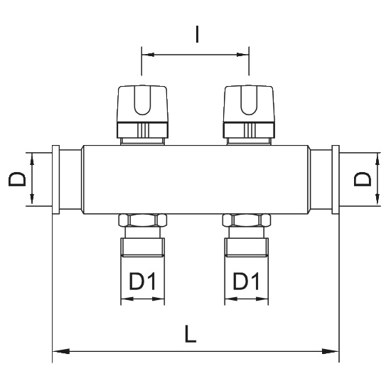 Scheda tecnica - FF manifold with 3/4 euroconus outlets and therm. valves