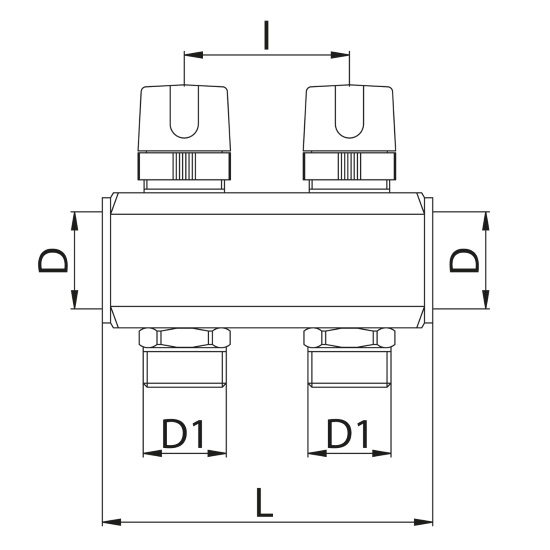 Scheda tecnica - FF manifold with 3/4 M Euroconus outlets and therm.valves