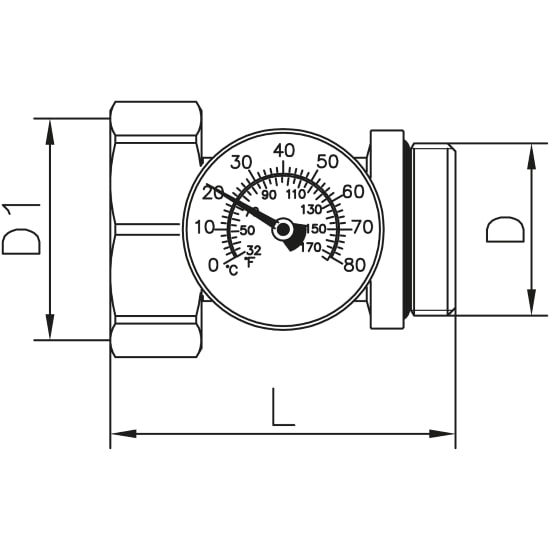 Scheda tecnica - Brass nut and tang with O-Ring and thermometer