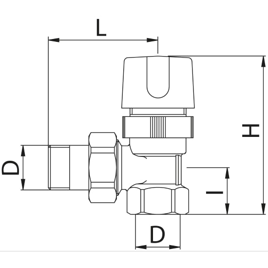 Scheda tecnica - Angle thermostatic radiator valve iron pipe with handle