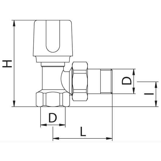 Scheda tecnica - Angle radiator valve, for iron pipe