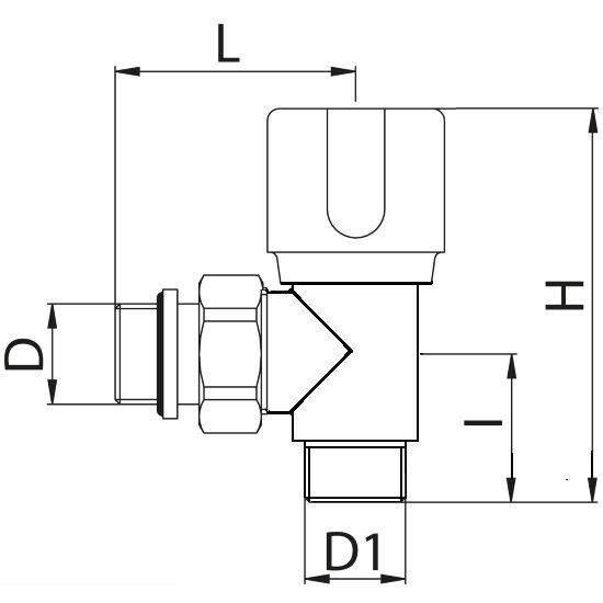 Scheda tecnica - Angle radiator valve for copper, multilayer and Pex pipe